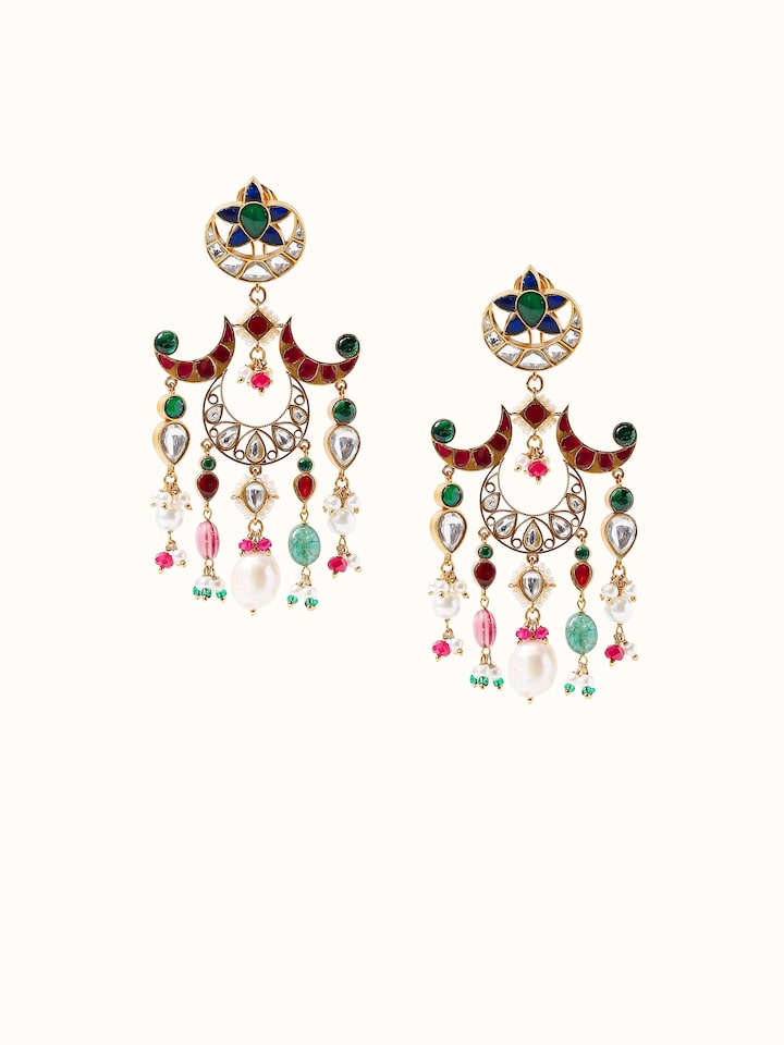 Front view of Silver Smithing Drop Earrings showing the complete piece and design
