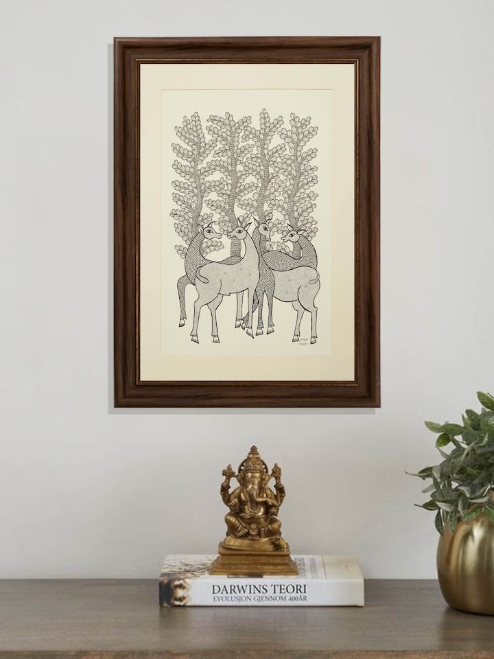 Left-side view of the Antlers Of The Forest Gond Art
