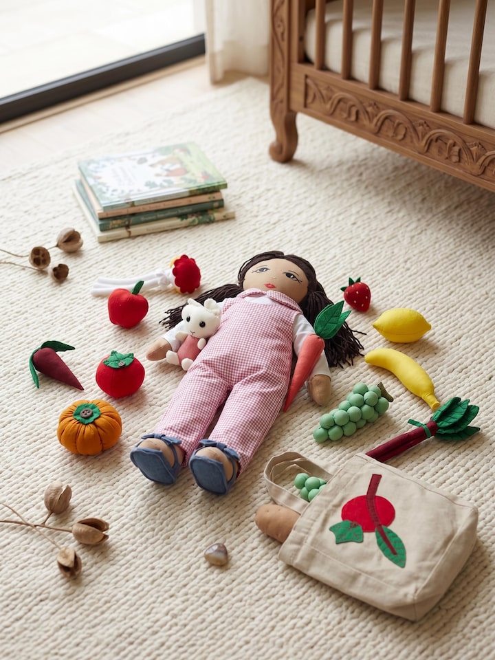 Left-side view of the Cotton & Polyester Doll Set Pink