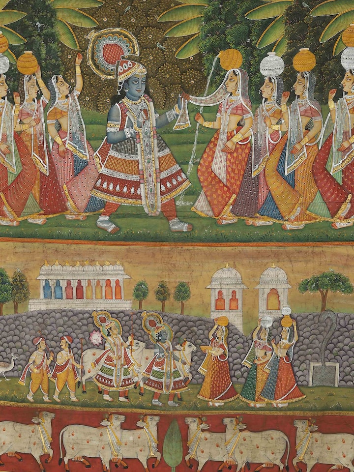 Detail view of the Daan Leela Pichwai Painting