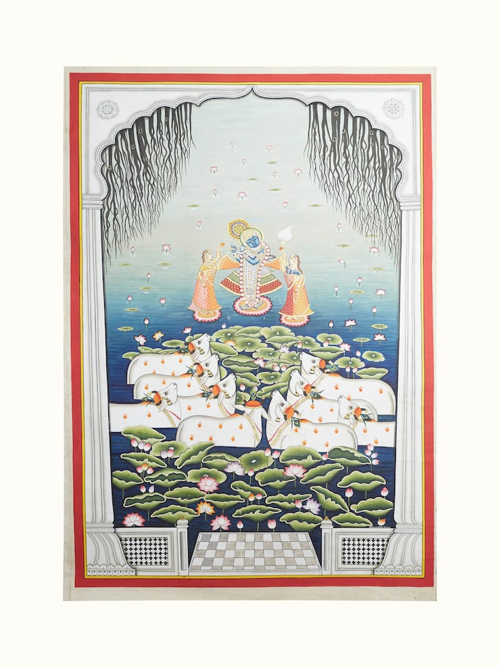 Front view of the Jal-kamal Shrinathji Pichwai Painting
