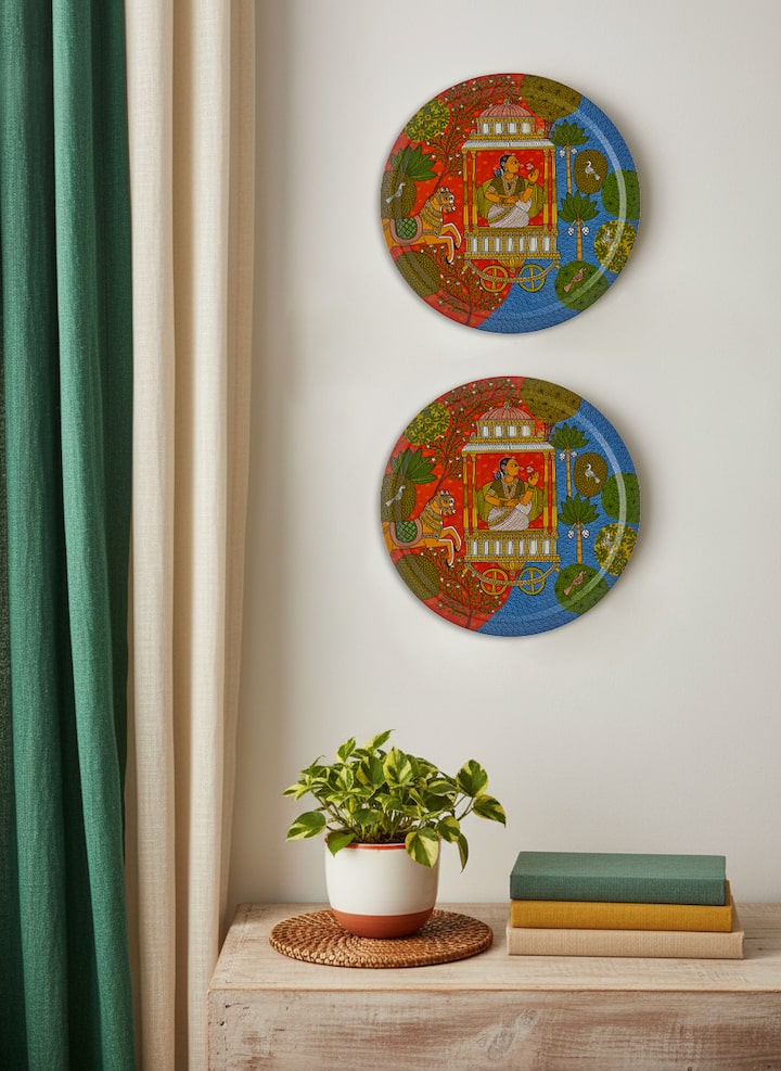 Lifestyle view of Cheriyal Lady Display Plate