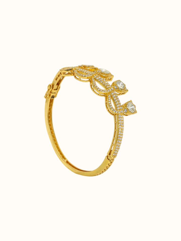 Close-up view of Dank Polki Silver Bangle highlighting the stone setting and metalwork detail