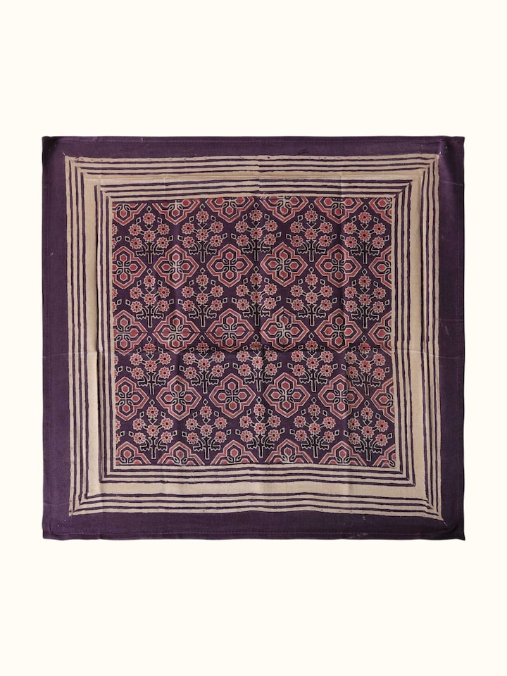 Close-up of Assorted Silk Ajrakh Block Printed Pocket Squares Gift Set (3Pcs) emphasizing the intricate detailing and quality