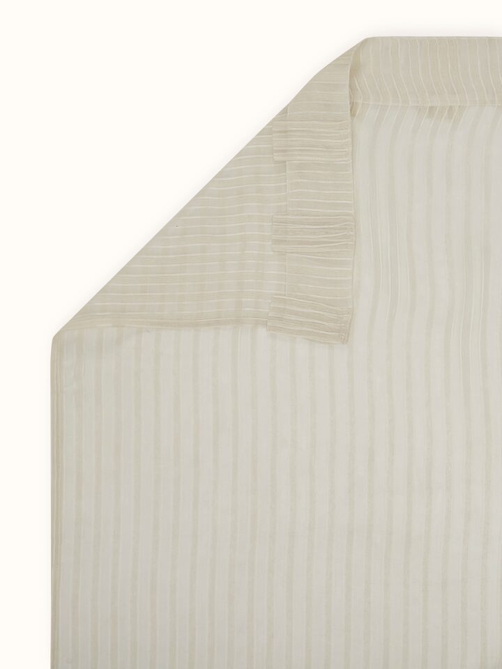 Back view of 7 ft silk curtain revealing soft drape and translucent weave.