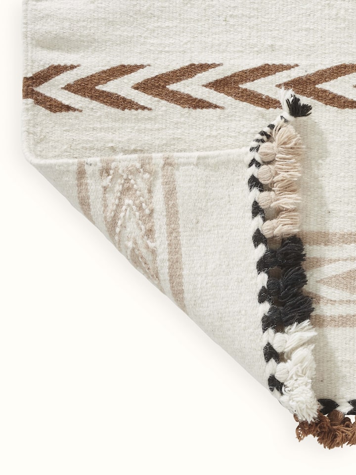 Back view: Back view highlighting reverse weave and durable construction of Kharad runner.