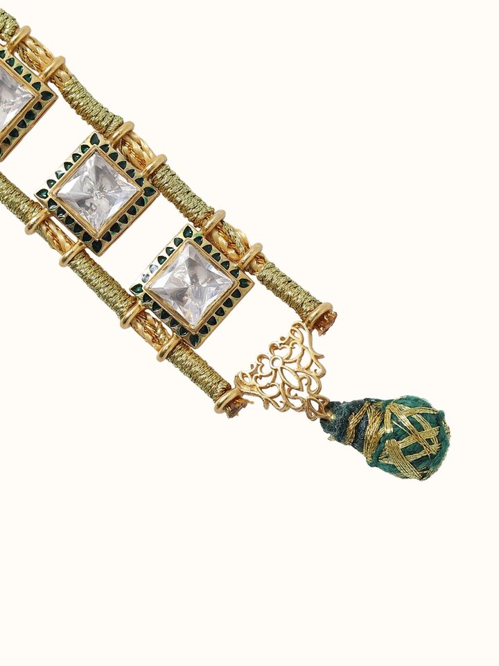 Detail view of Silver Smithing Bracelet highlighting the stone setting and metalwork detail, in an alternate close-up