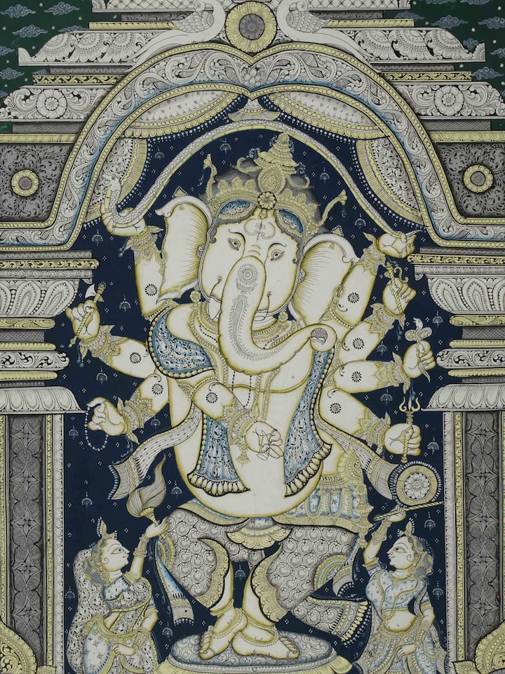 Detail view of the Ganesha Pattachitra Painting