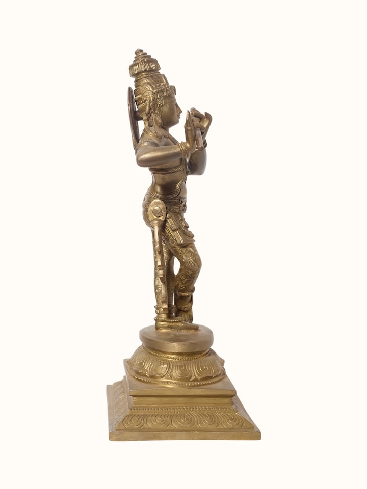 Side detail view of the Bronze Cast Krishna Flute Idol