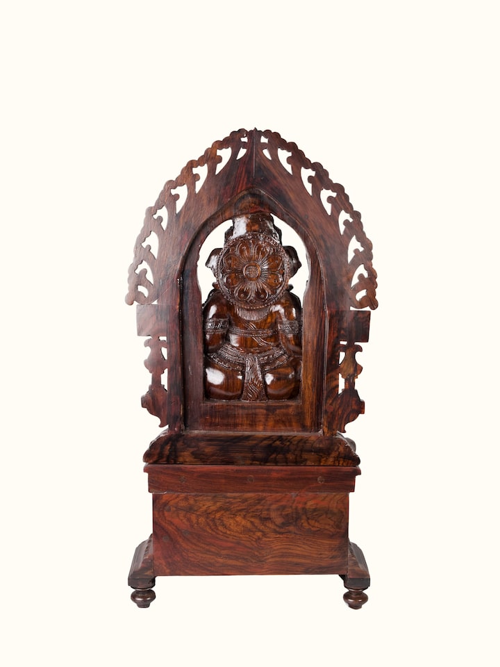 Back view of the Rosewood Inlay Bal Ganesha Idol