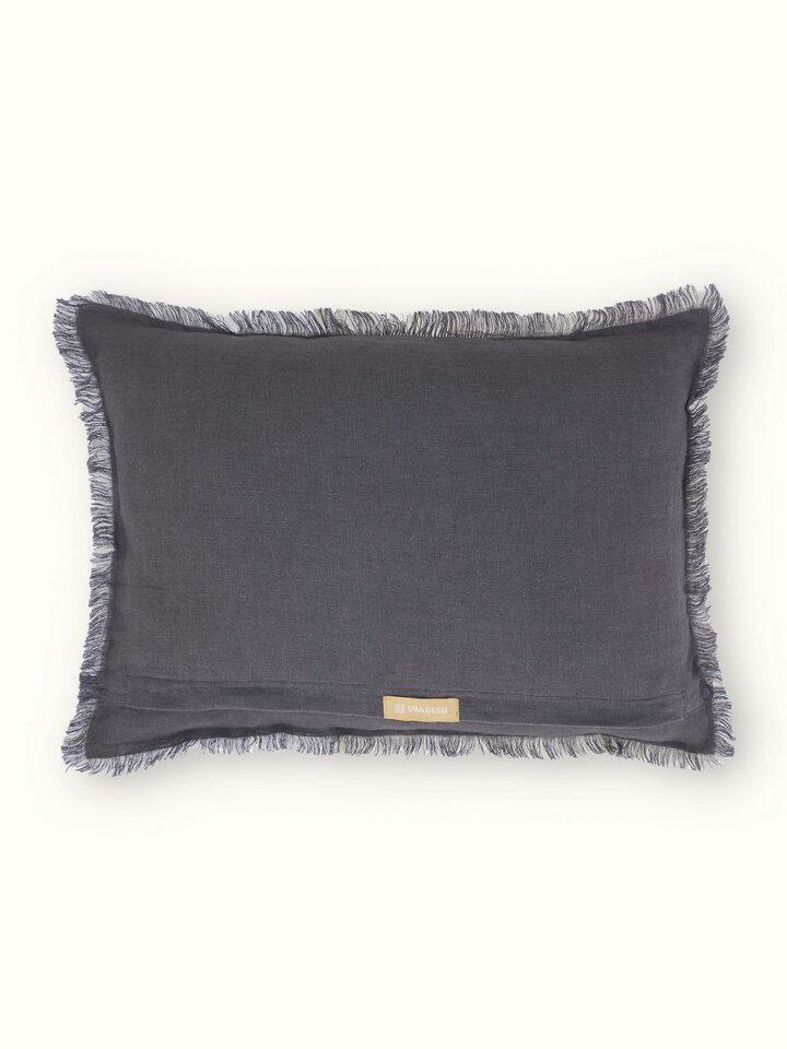 Kahani Beige Ivory Linen Kantha Hand Embroidery Cushion Cover