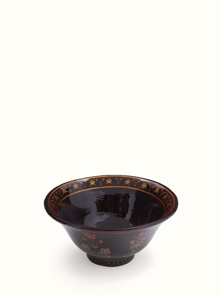 Artistic view of Black papier mache paper pulp bowl