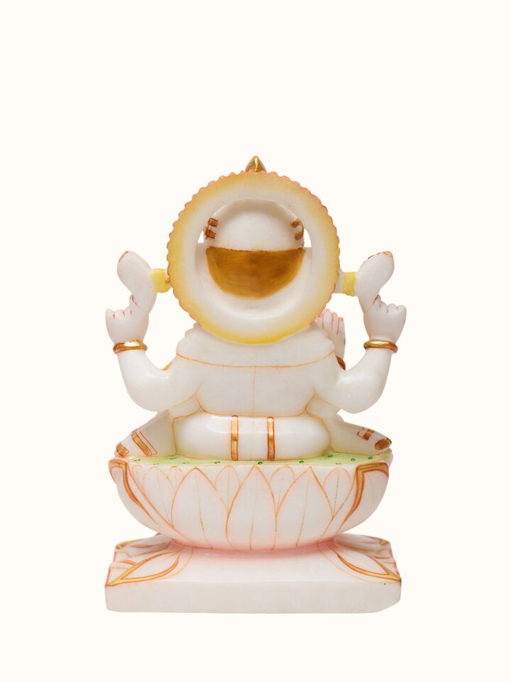 Back view of the Marble Carved Ganesha Idol