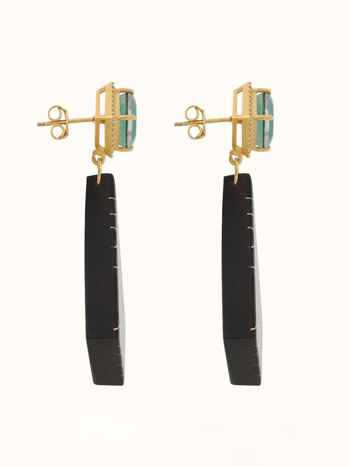 Side view of Tarkashi silver drop earrings