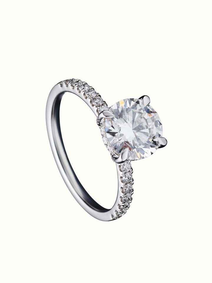 front view of open setting 14 karat gold ring with minimalist design