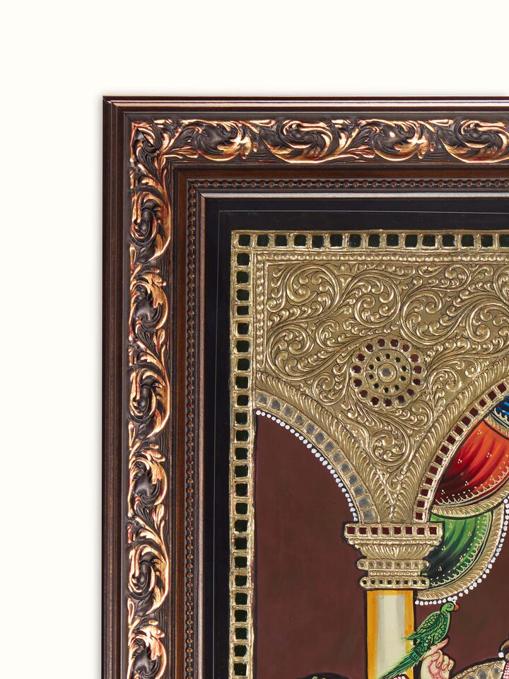 Close-up detail of the Krishna Thanjavur Painting