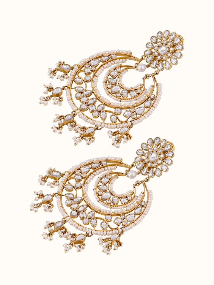 Overhead view providing a complete perspective of the earrings’ design.