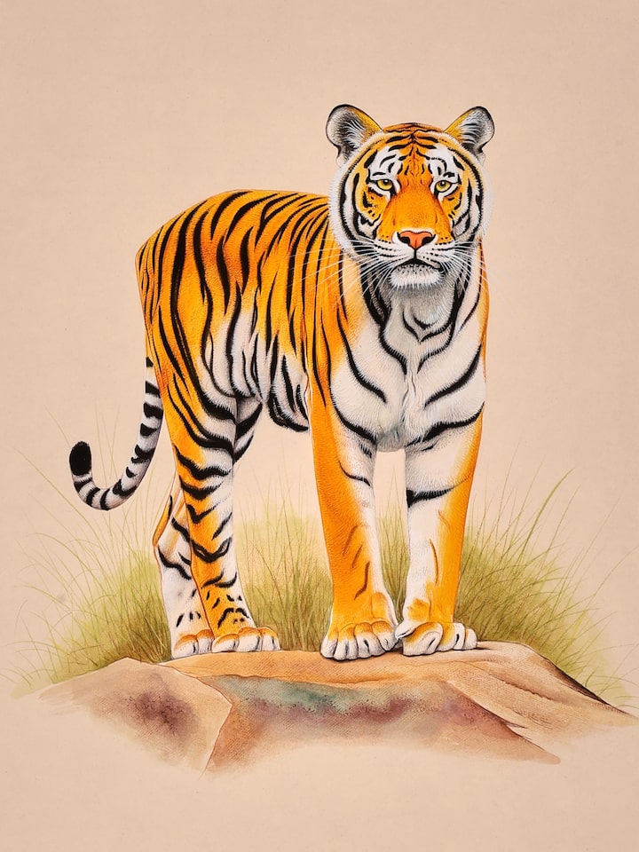 Detailed view of the Tiger Miniature Painting