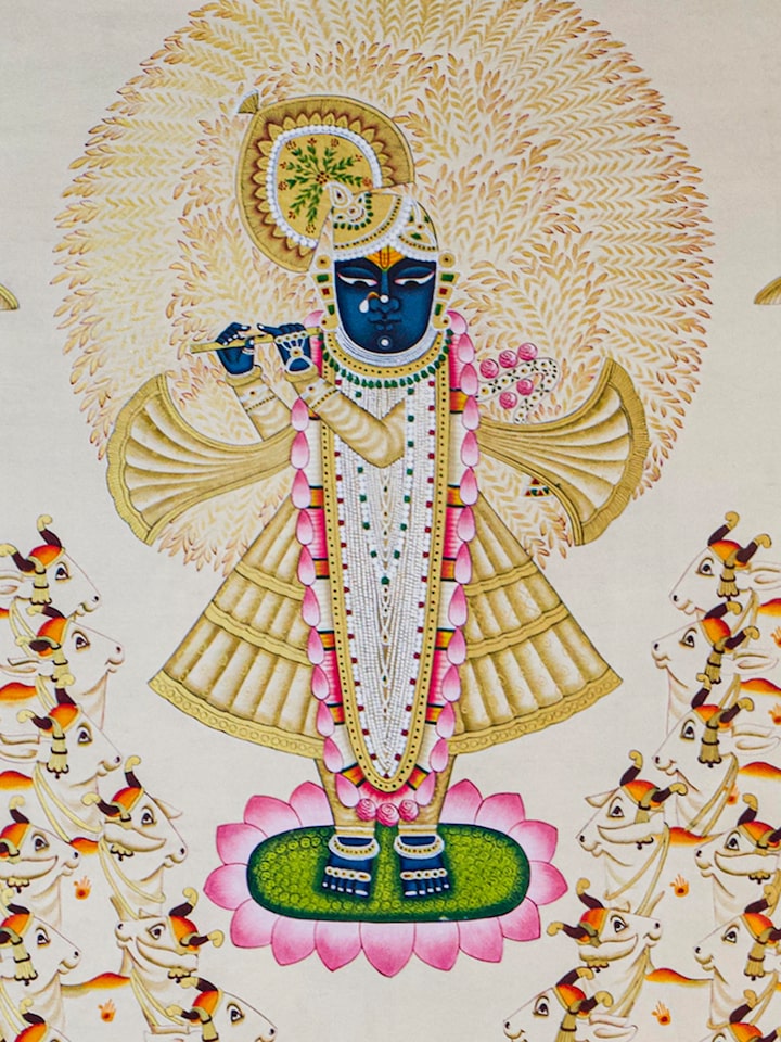 Front detail view of the Shrinathji Gopashtami Pichwai Painting