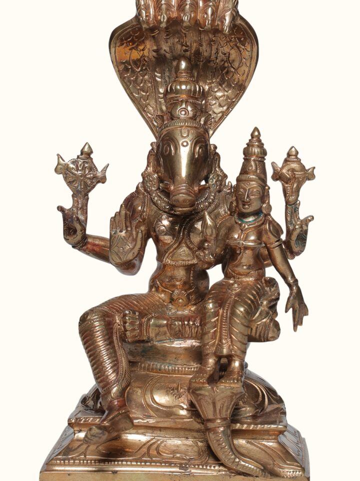 Detail view of the Bronze Cast Varaha Lakshmi Idol