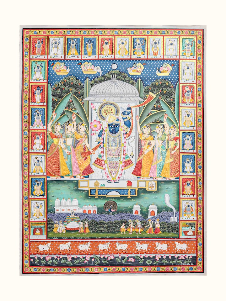Front view of the Sharad Purnima 24 Darshan Pichwai Painting