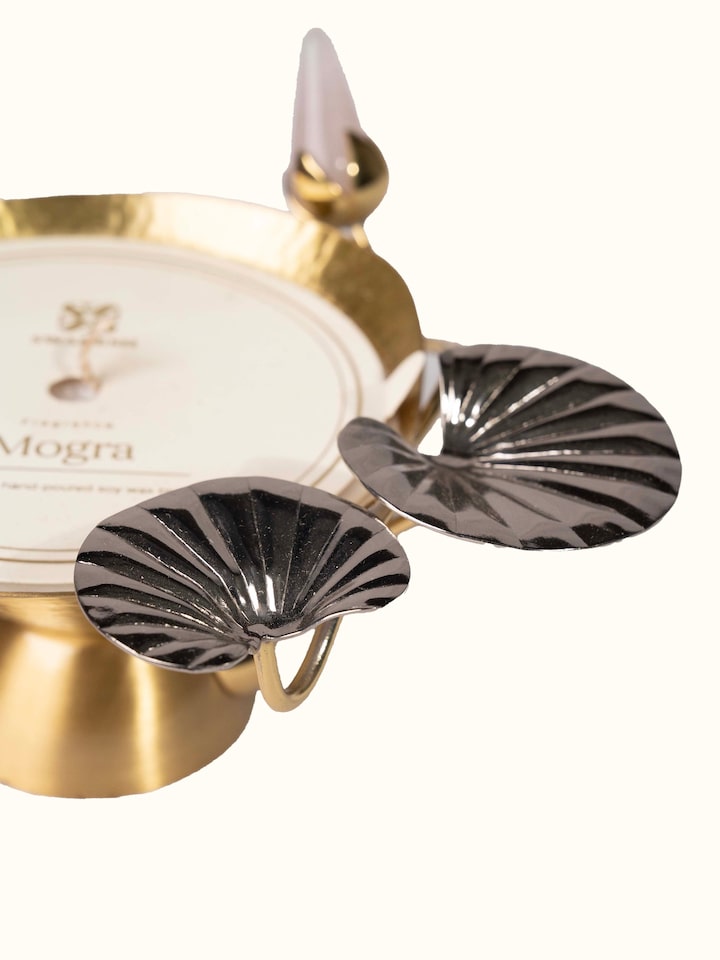 Detail view of Brass Candle Kamal highlighting the handcrafted detailing and finish