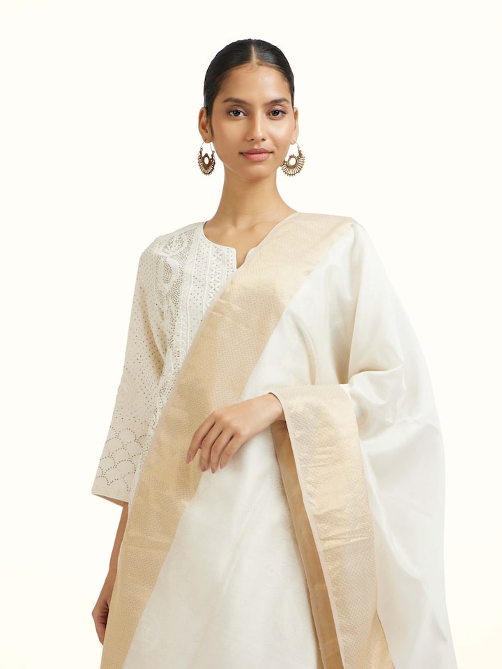 Angled view of the Blue Patan Patola Saree