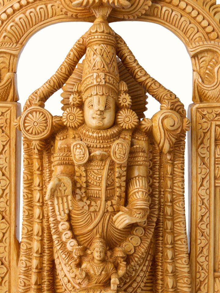 Rear detail view of the Wood Carved Balaji Idol