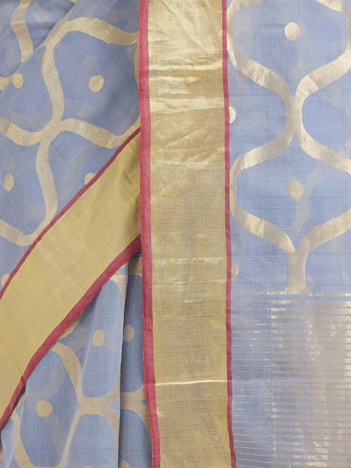 Detail view of the Grey Cotton Venkatagiri Saree