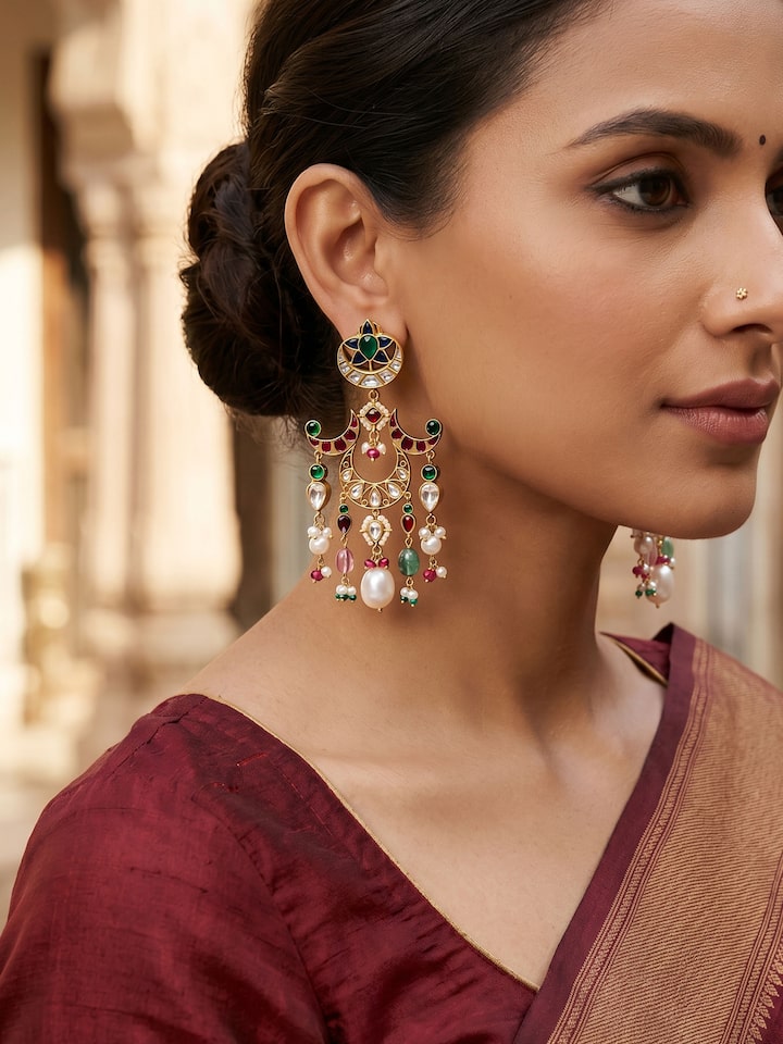 Styled view of Silver Smithing Drop Earrings worn on the ear, showing how it looks styled