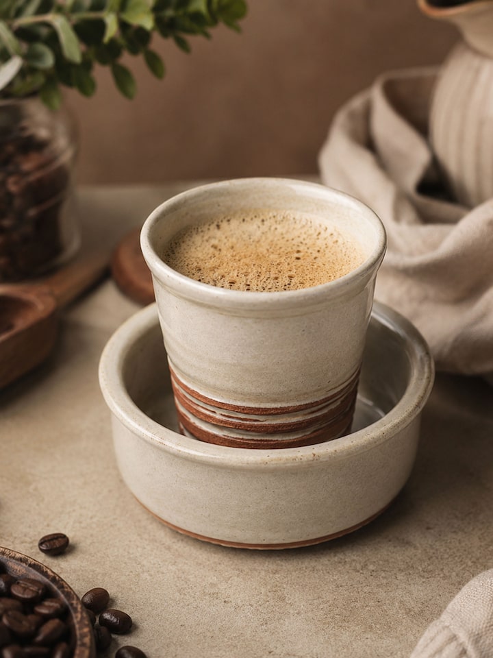 Left-side view of the Studio Pottery Ceramic Filter Coffee Mugs (2 Pcs)