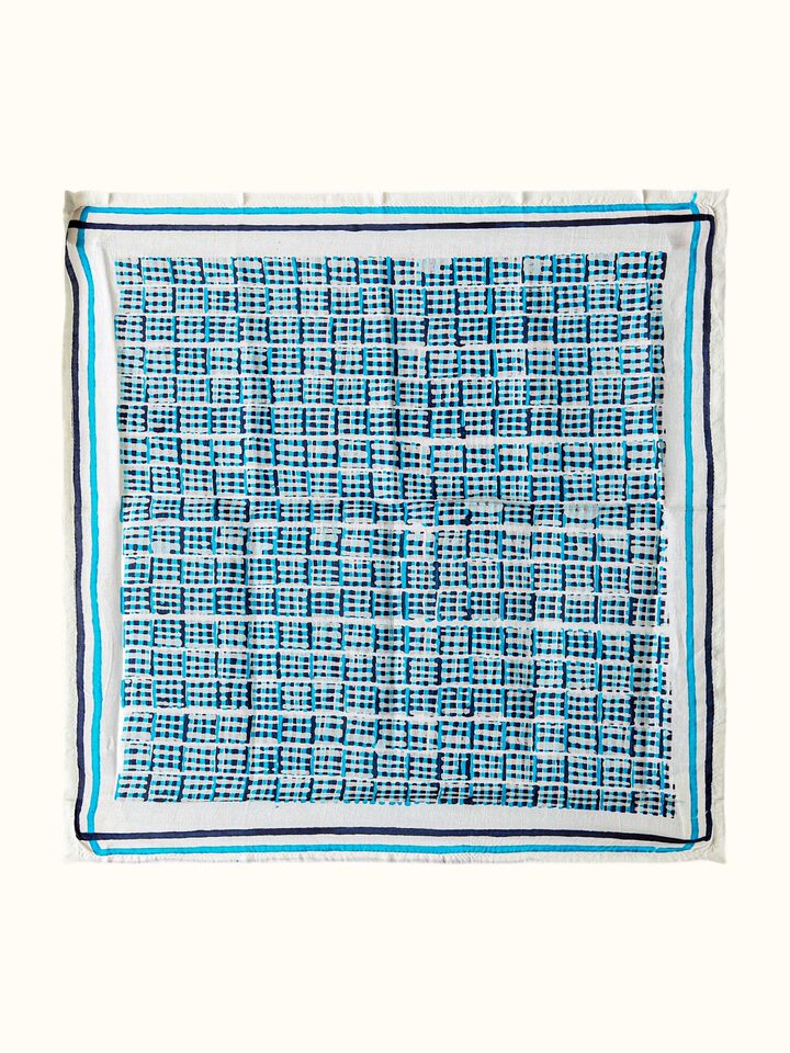 Close-up of Assorted Silk Block Printed Pocket Squares (3Pcs) emphasizing the intricate detailing and quality