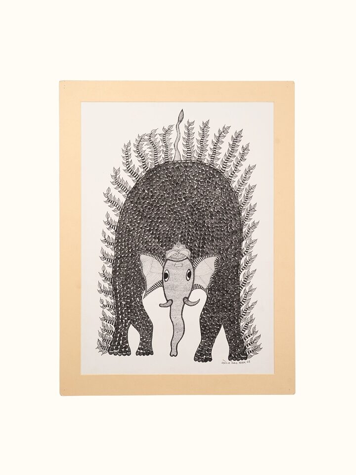 Front view of the Branching Giant Gond Art