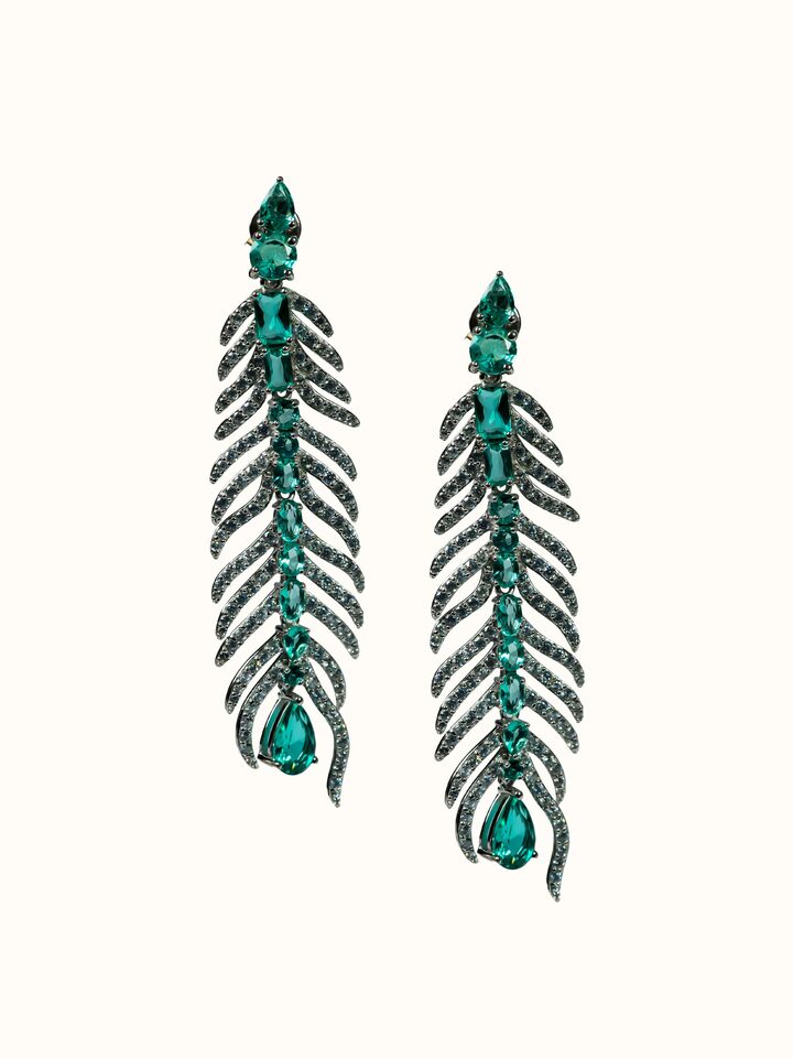 Front view of Silver Smithing Drop Earrings showing the complete piece and design