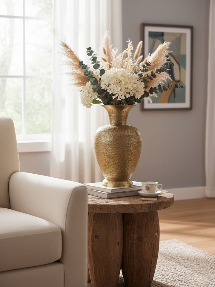Styled view of Brassware Floor Vase styled in a home setting