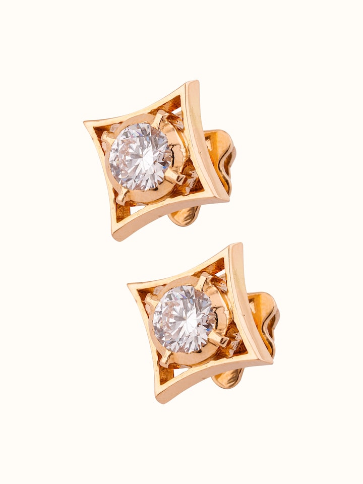 Overhead view showcasing the studs’ symmetrical form and classic 22 Karat gold shine