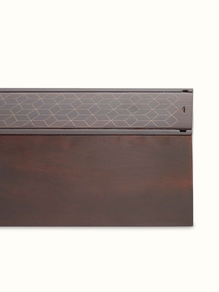 Detailed view of Antique-Finished Tarkashi Jenga Block Game emphasizing the antique finish