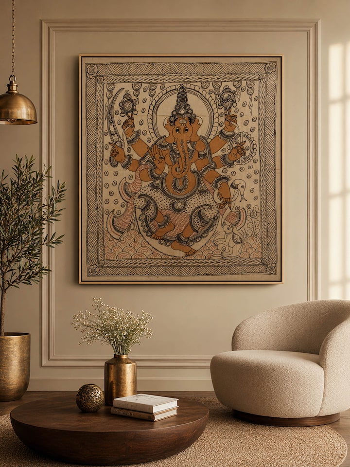 Side view of the Kshipra Prasada Ganapati Kalamkari Painting
