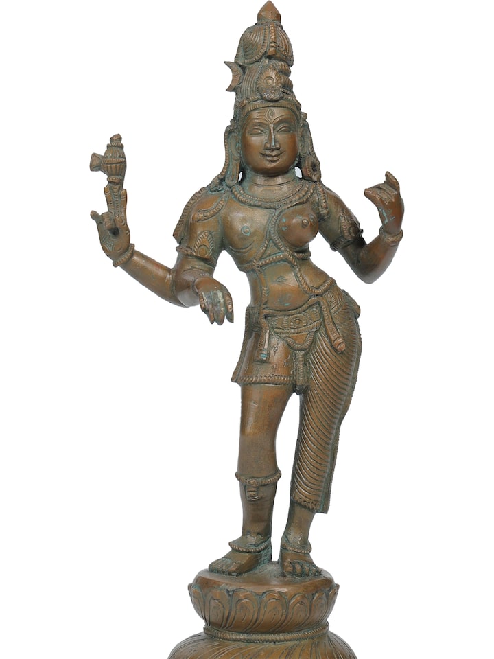 Detail view of the Bronze Cast Ardhanarishvara Idol