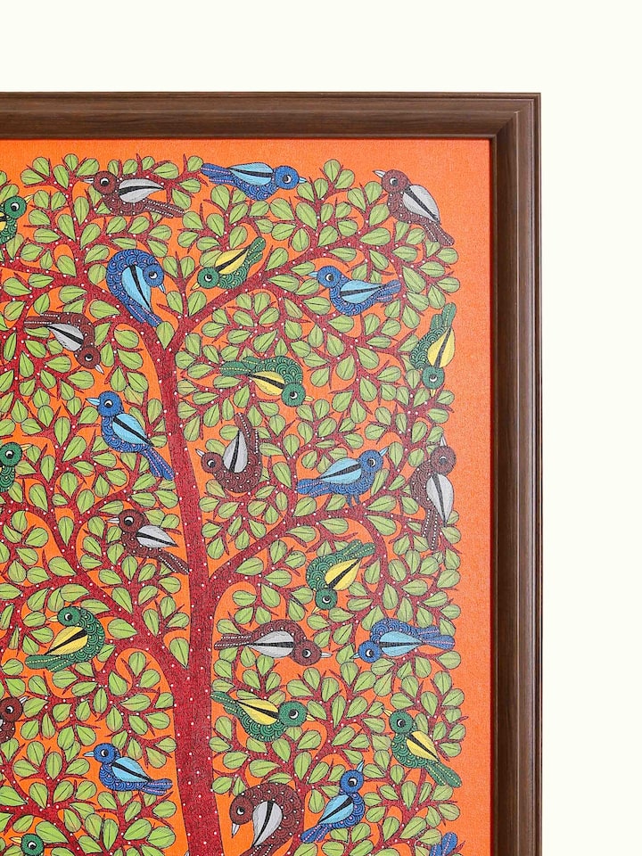Close-up detail of the Tree Of Life Gond Art