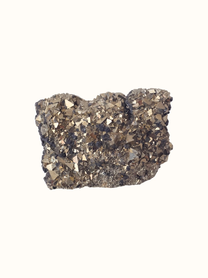 Front view of Gemstone Pyrite Geode Mini Healing Stone showing the stone's form and natural texture