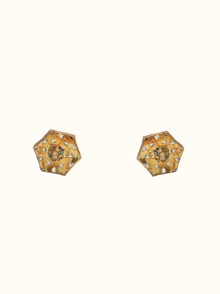 Detail view of Silver Smithing Brooch Pin highlighting the stone setting and metalwork detail, from a different angle