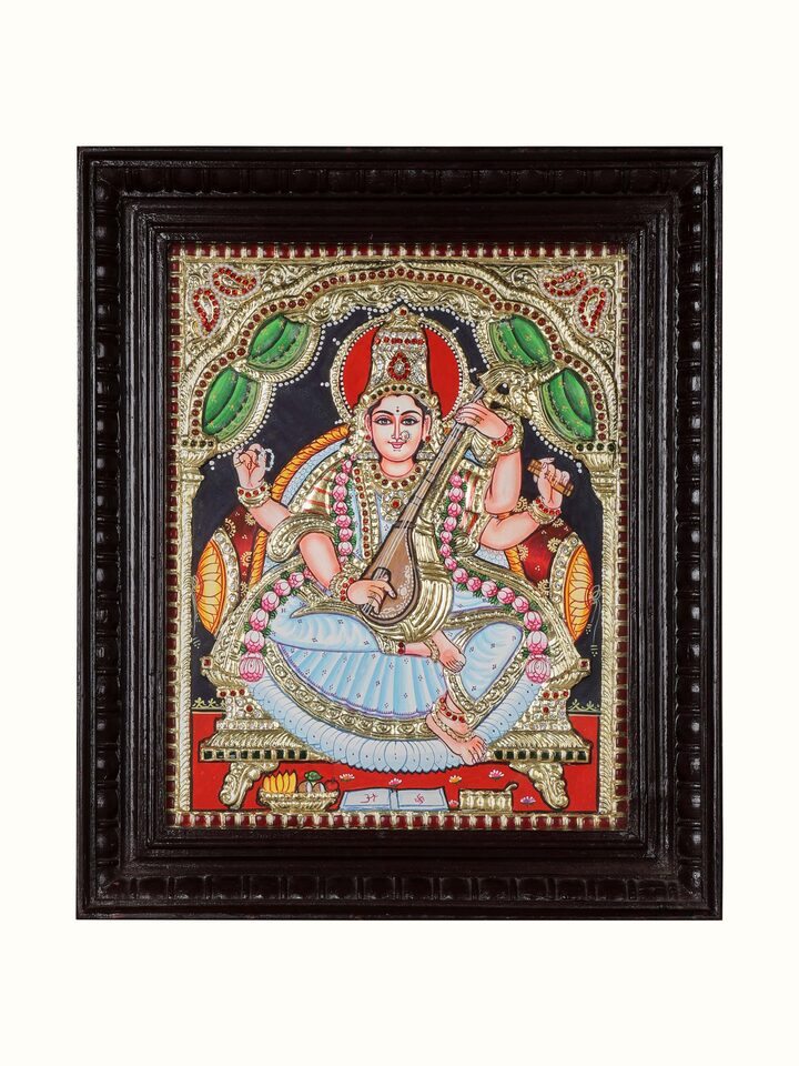 Front view of the Sarswathi Thanjavur Painting