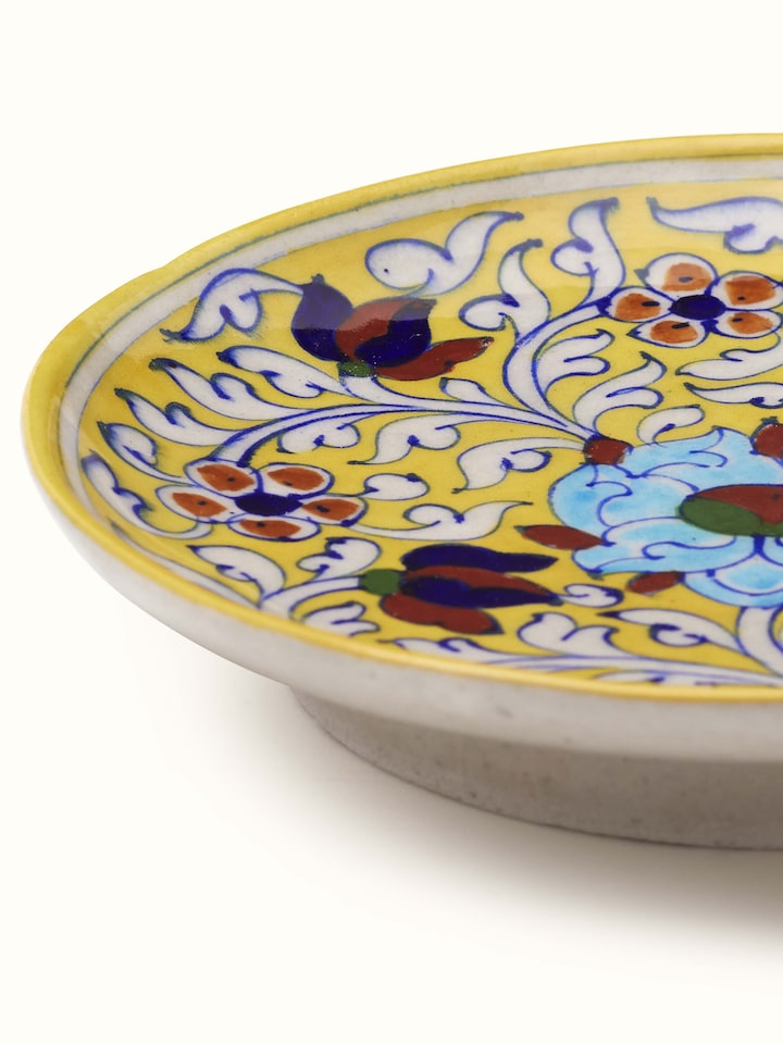 Detail shot of Blue Pottery Ceramic Decorative Plate